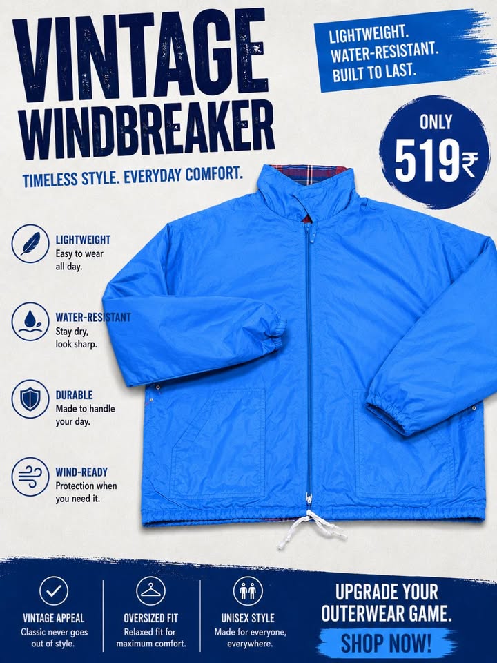Vintage Windbreaker Jacket For Men And Women